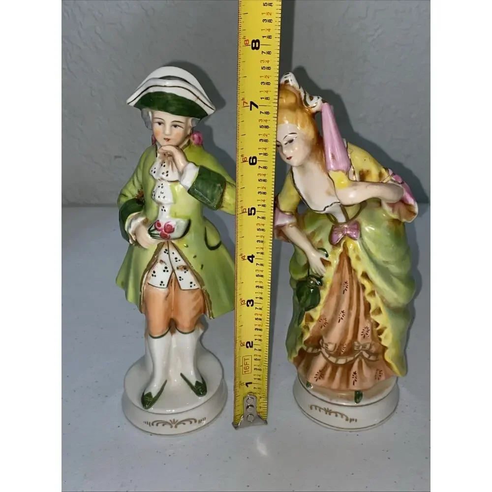 Moriyama Victorian Courting Couple 7.5” Figurines Vintage Made in Occupied Japan